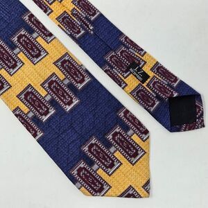 JZ RICHARDS HANDCRAFTED USA SILK TIE SOUTHWESTERN BLUE GEOMETRIC 4" X 59"